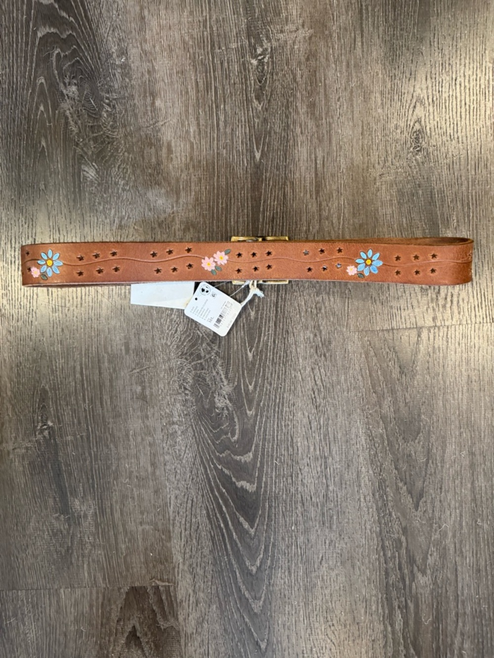 NWT Free People Eye Candy Leather Belt in Ground Clover Size Medium/Large - Picture 4 of 6